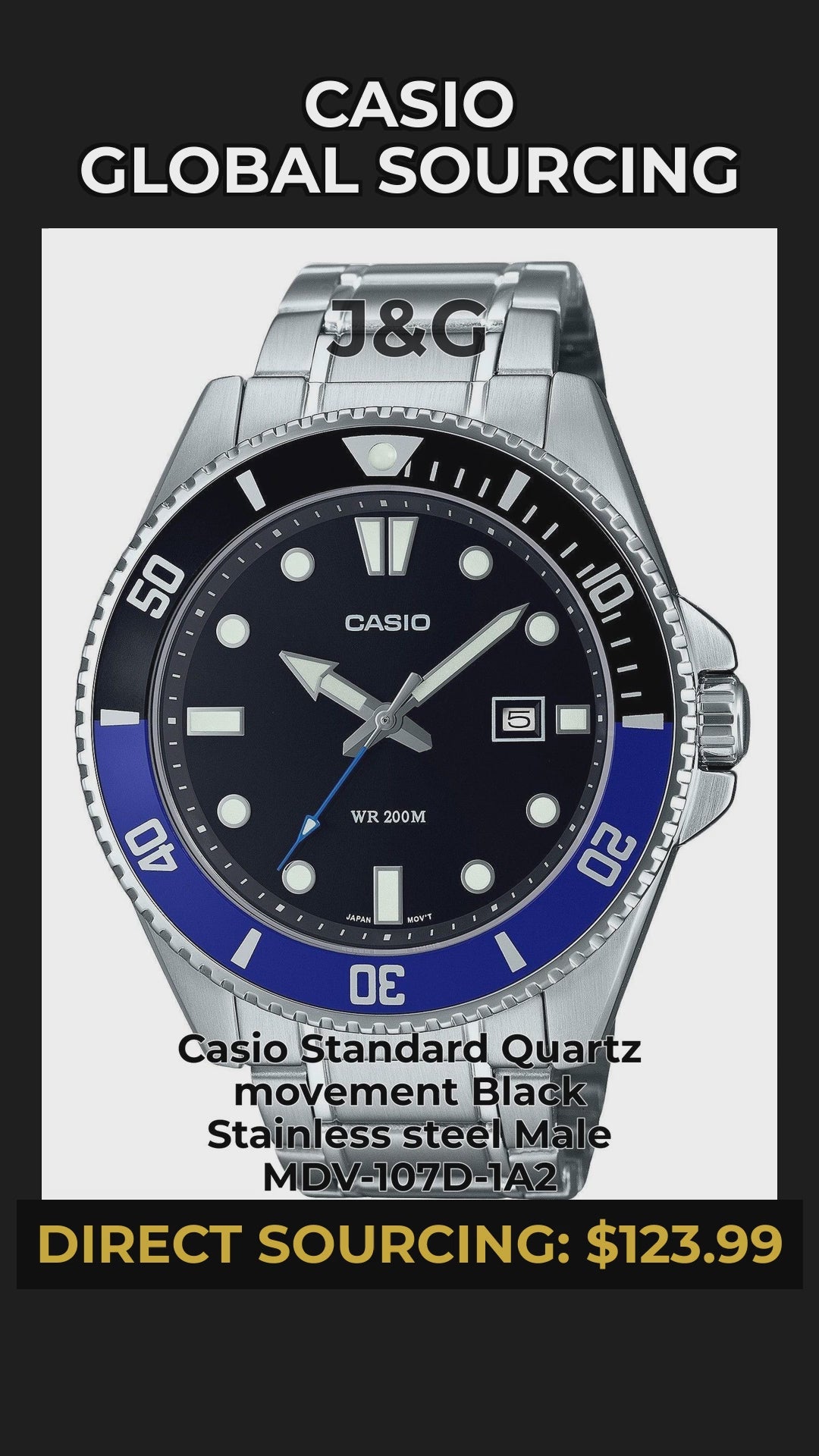 Casio Standard Quartz movement Black Stainless steel Male MDV-107D-1A2 - Viral Reel