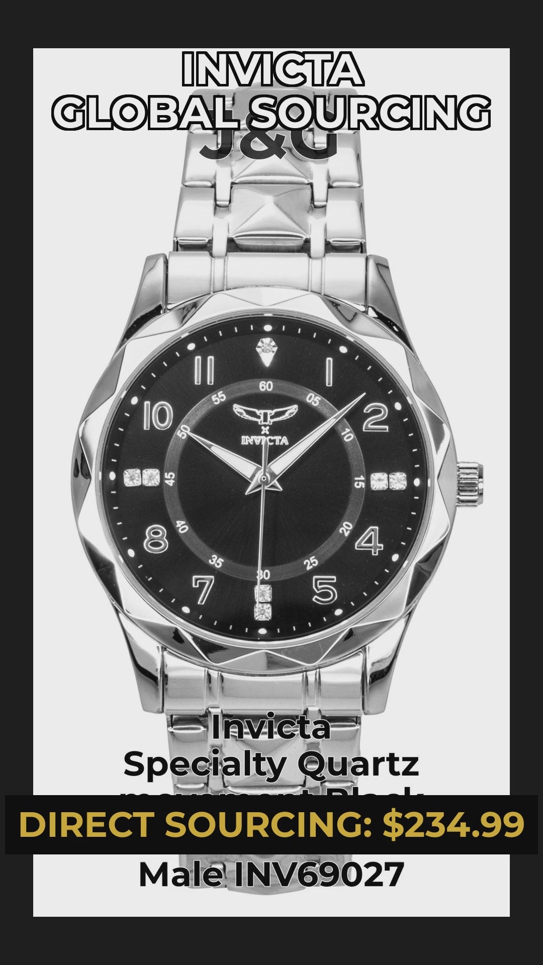 Invicta Specialty Quartz movement Black Stainless steel Male INV69027 - Viral Reel