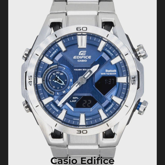 Casio Edifice Solar powered Blue Stainless steel Male ECB-2300D-2A - Viral Reel