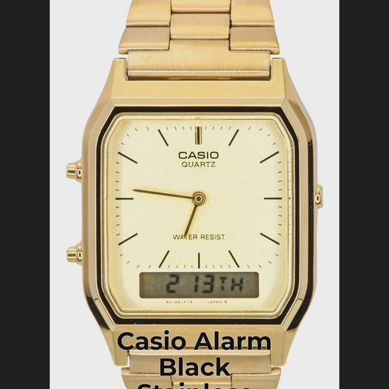 Casio Alarm Black Stainless steel Male AQ-230GA-9DMQYES - Viral Reel