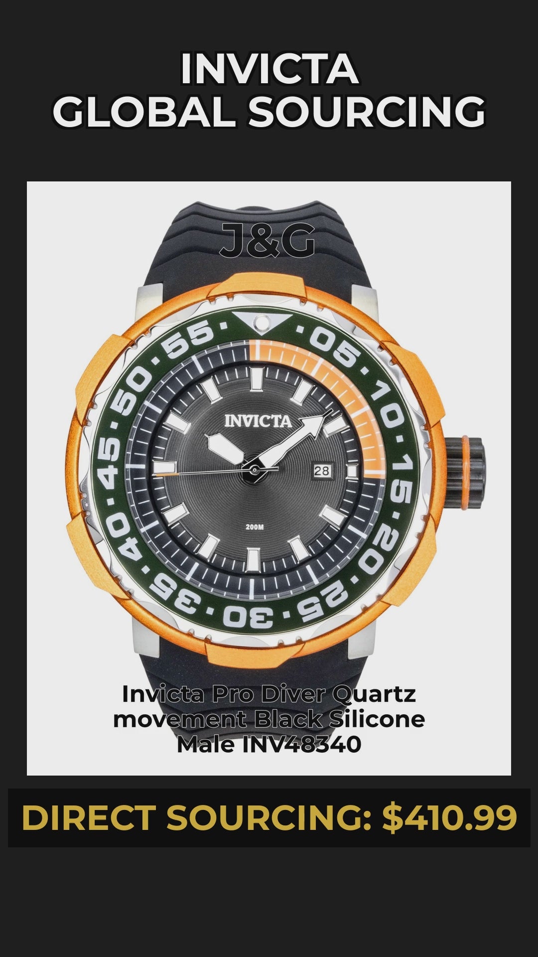 Invicta Pro Diver Quartz movement Black Silicone Male INV48340 - Viral Reel
