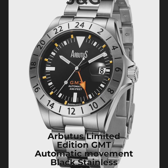 Arbutus Limited Edition GMT Automatic movement Black Stainless steel Male AR9922SBS.-.AR - Viral Reel
