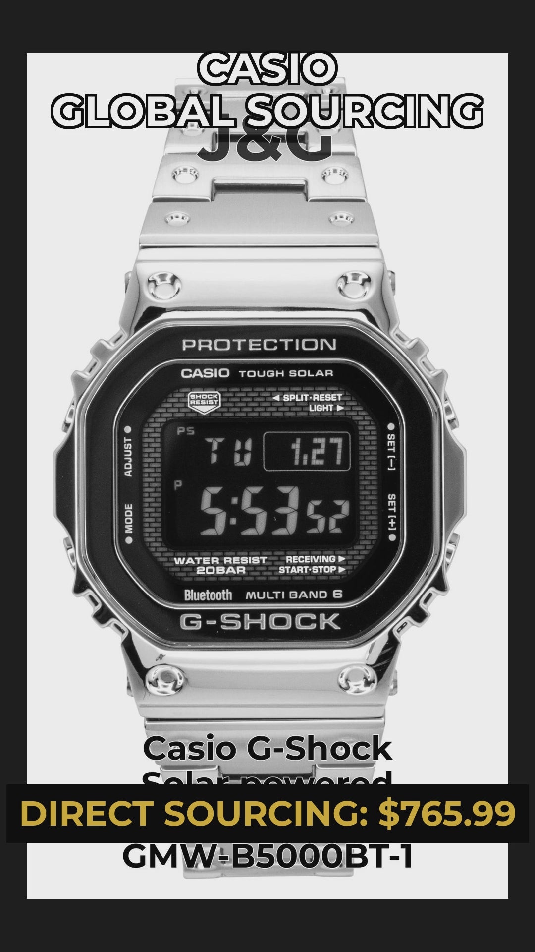 Casio G-Shock Solar powered Blue Male GMW-B5000BT-1 - Viral Reel