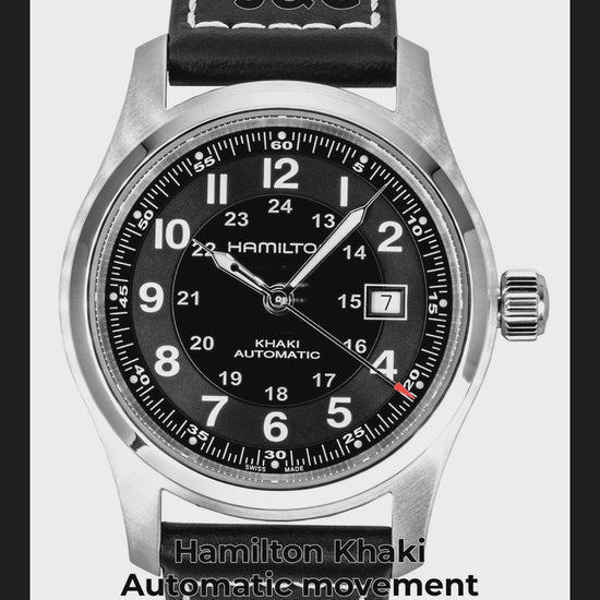 Hamilton Khaki Automatic movement Black Leather Male H70605733 - Viral Reel