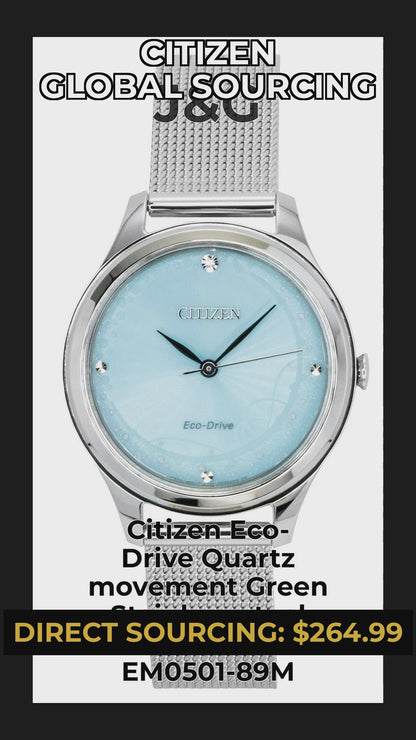 Citizen Eco-Drive Quartz movement Green Stainless steel Female EM0501-89M - Viral Reel