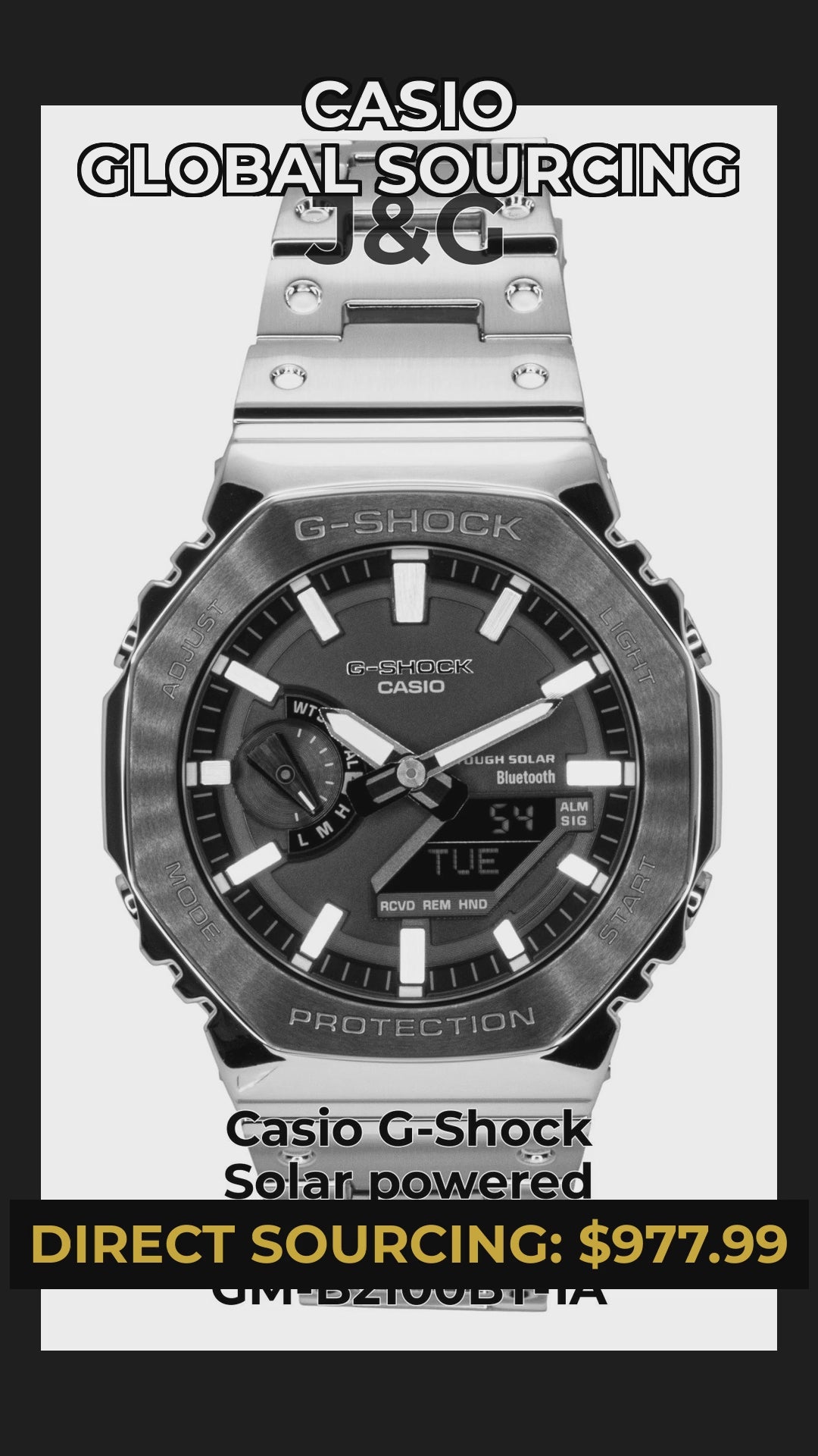 Casio G-Shock Solar powered Black Male GM-B2100BT-1A - Viral Reel