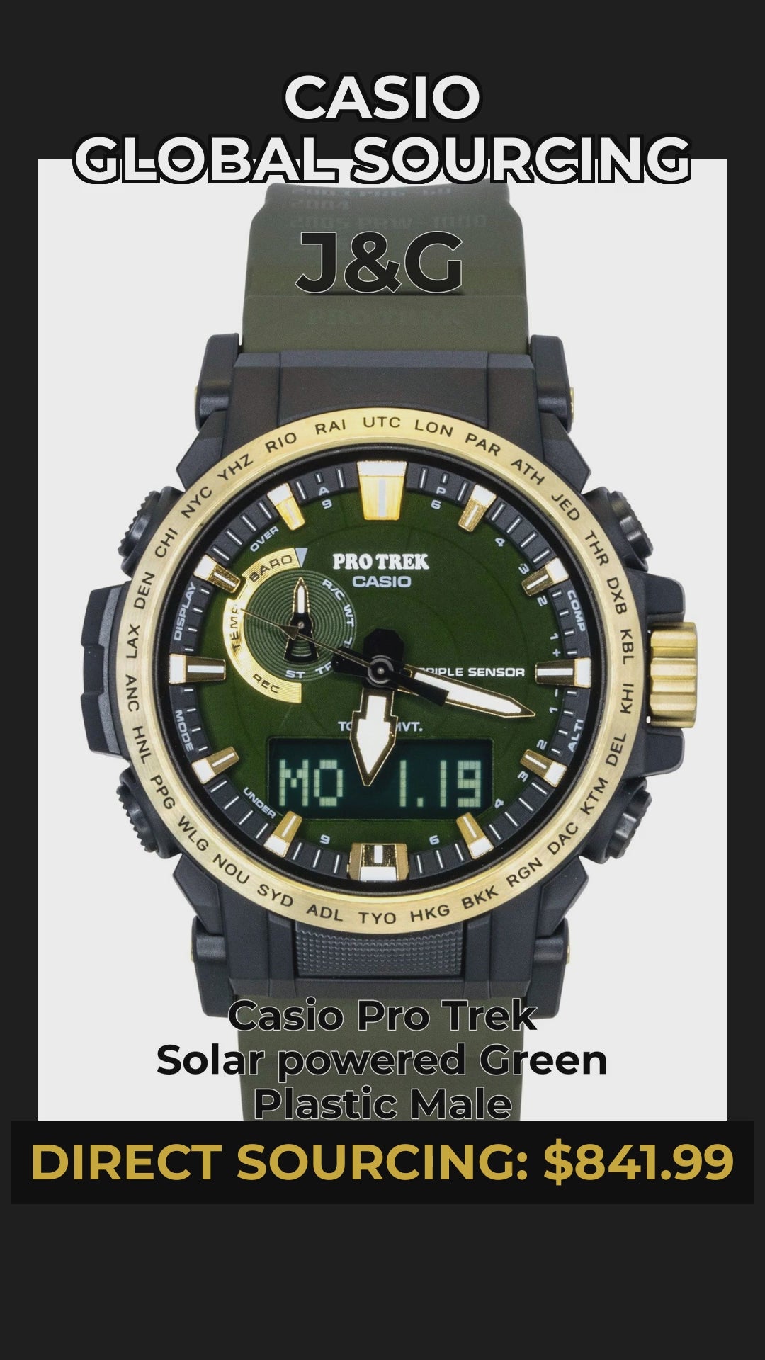 Casio Pro Trek Solar powered Green Plastic Male PRW-61ANS-3 - Viral Reel