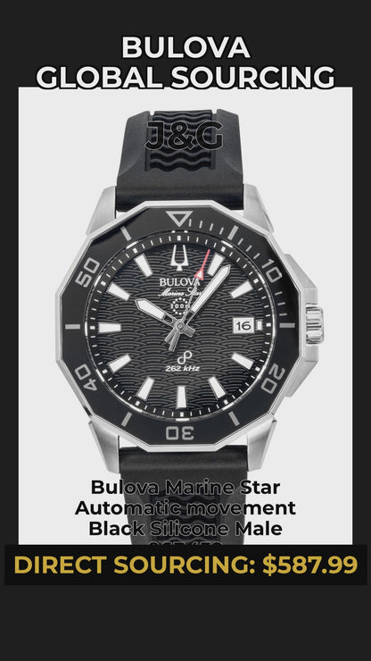 Bulova Marine Star Automatic movement Black Silicone Male 96B432 - Viral Reel