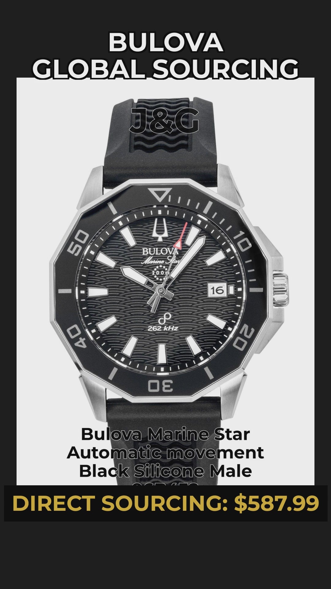 Bulova Marine Star Automatic movement Black Silicone Male 96B432 - Viral Reel