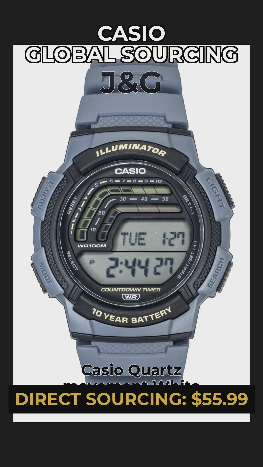 Casio Quartz movement White Male WS-1800-2AV - Viral Reel