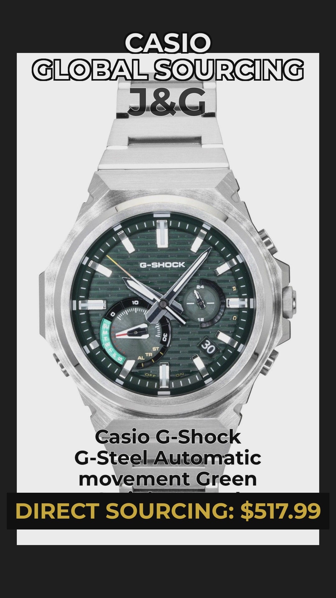 Casio G-Shock G-Steel Automatic movement Green Stainless steel Male GST-B1000D-3A - Viral Reel
