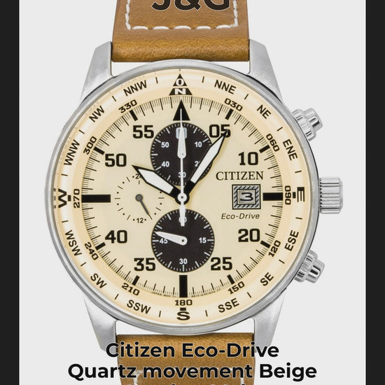 Citizen Eco-Drive Quartz movement Beige Leather Male CA0880-15X - Viral Reel