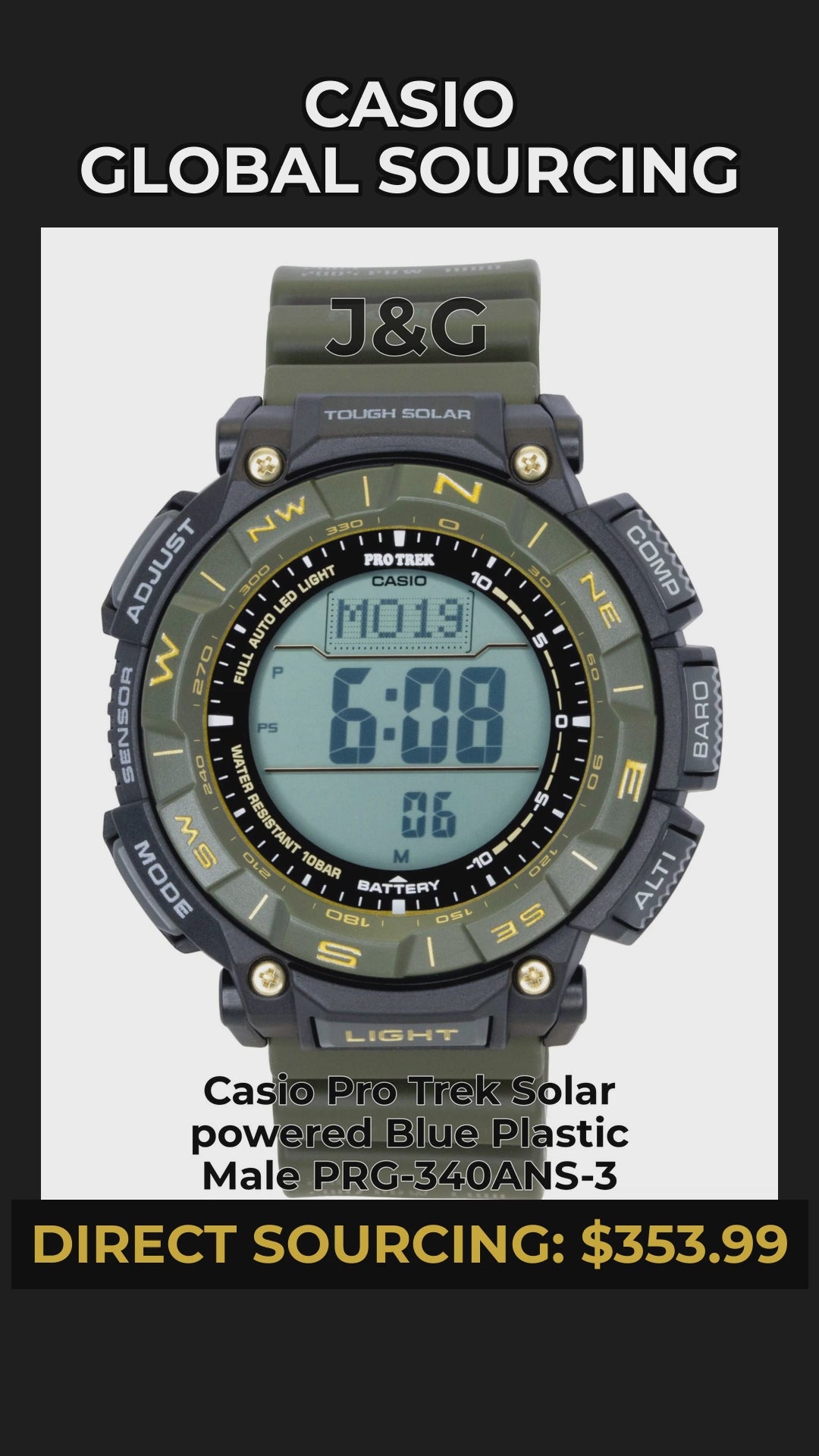 Casio Pro Trek Solar powered Blue Plastic Male PRG-340ANS-3 - Viral Reel