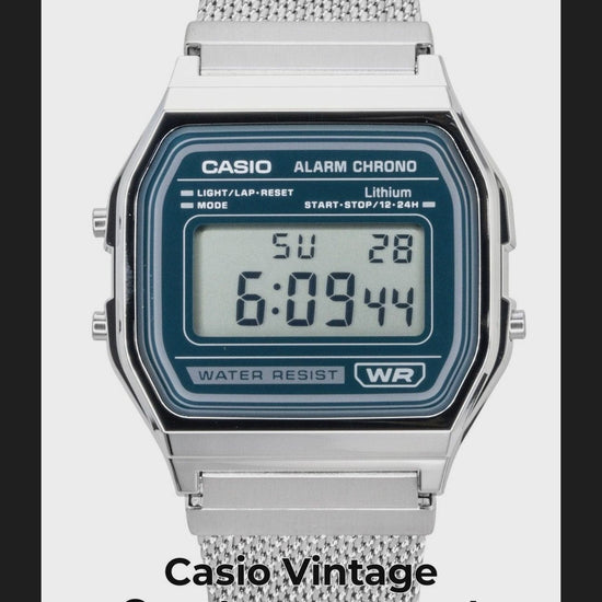 Casio Vintage Quartz movement Blue Stainless steel Male A158WEM-3 - Viral Reel