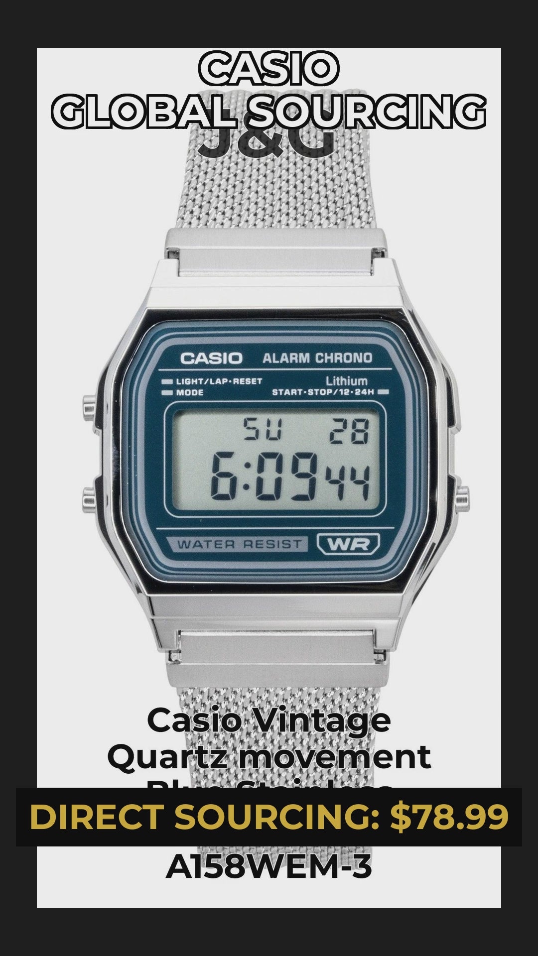 Casio Vintage Quartz movement Blue Stainless steel Male A158WEM-3 - Viral Reel