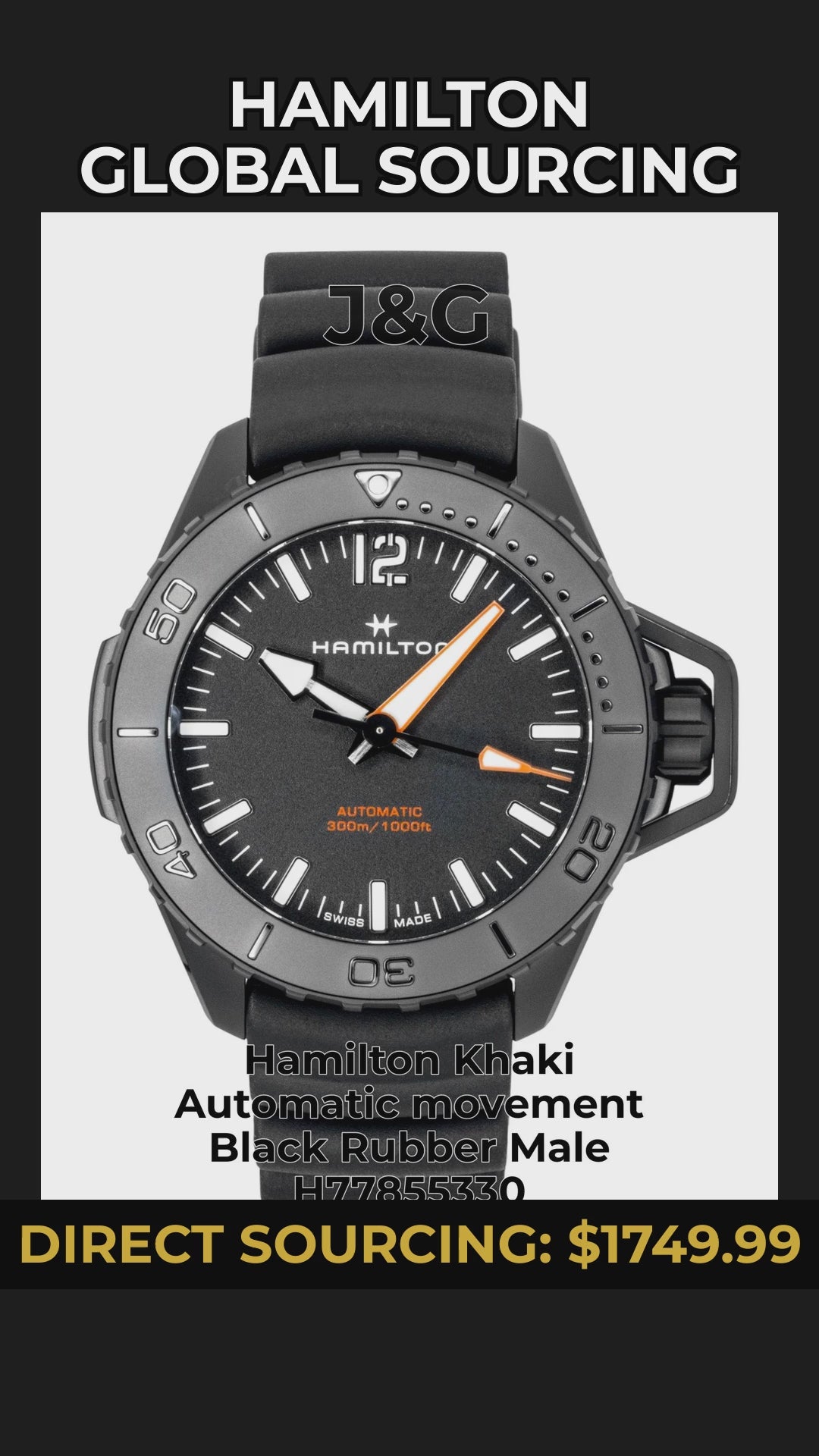 Hamilton Khaki Automatic movement Black Rubber Male H77855330 - Viral Reel