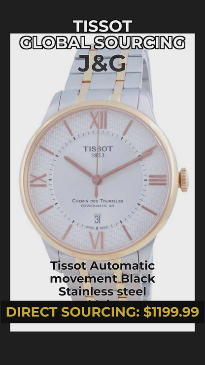 Tissot Automatic movement Black Stainless steel Male T099.407.22.038.01 - Viral Reel