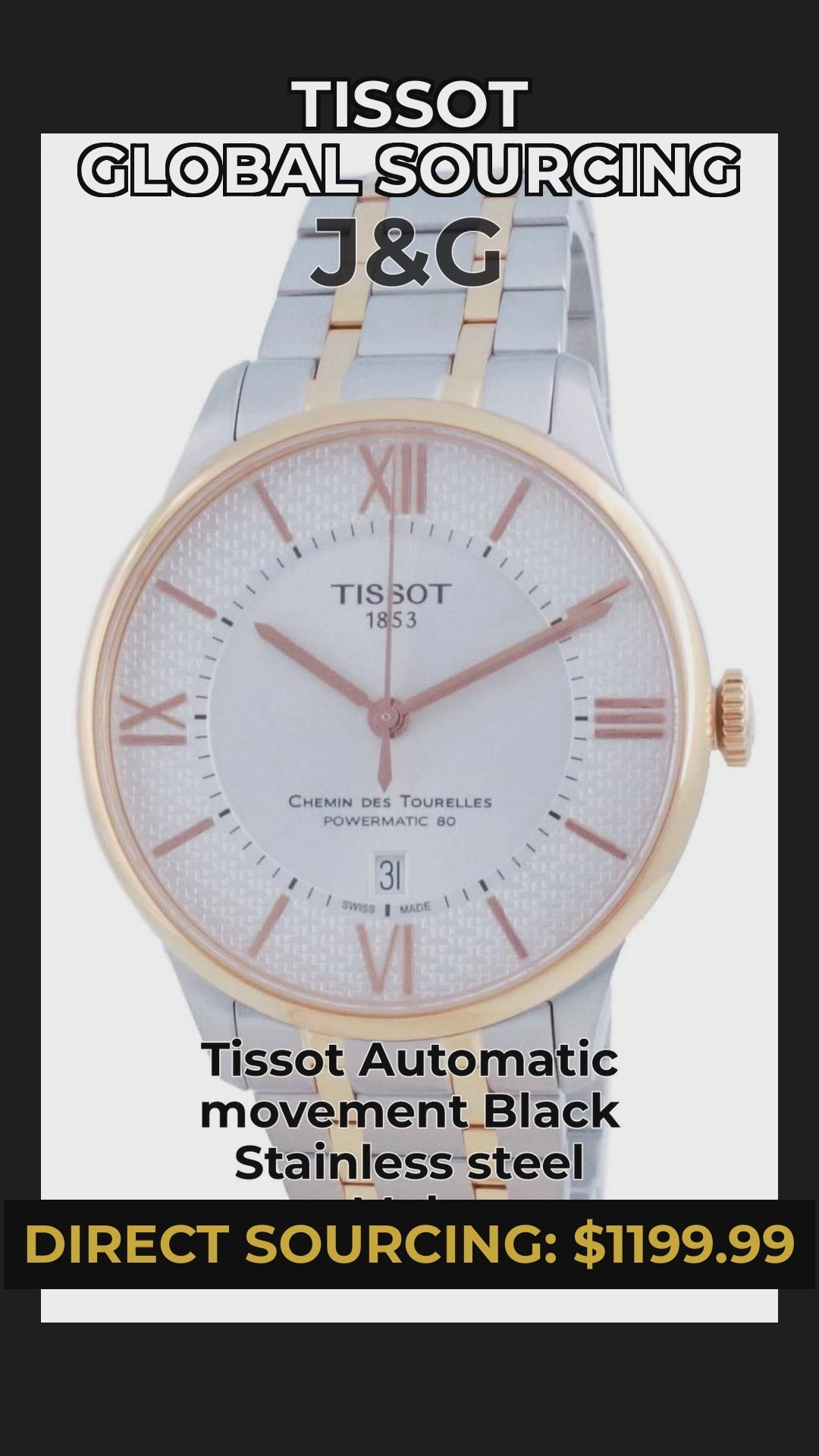 Tissot Automatic movement Black Stainless steel Male T099.407.22.038.01 - Viral Reel