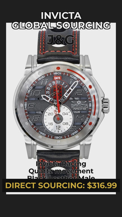 Invicta Racing Quartz movement Black Leather Male INV47533 - Viral Reel