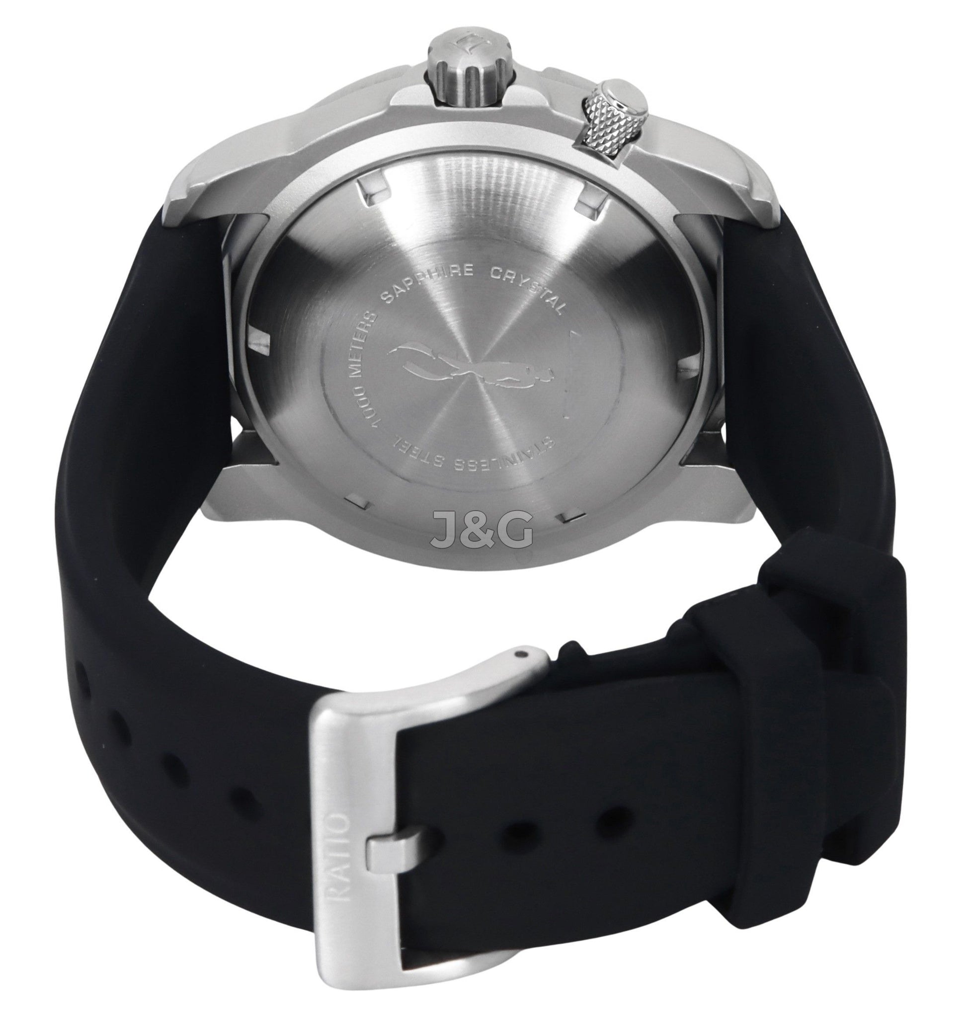 RATIO FreeDiver Automatic movement Black Male 1068HA90-34VA-BLK-V02. A brand-new RATIO FreeDiver watch featuring a Black dial. Angled view. - view 4