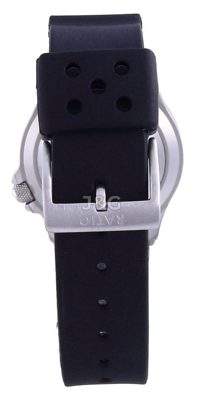 RATIO FreeDiver Automatic movement Black Stainless steel Male 32BJ202A-BLU. A brand-new RATIO FreeDiver watch featuring a Black dial and a Stainless steel strap. Angled view. - view 4