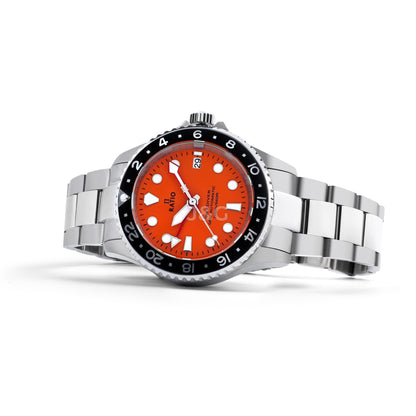 RATIO FreeDiver Automatic movement Orange Stainless steel Male RTF055. A brand-new RATIO FreeDiver watch featuring a Orange dial and a Stainless steel strap. Front view. - view 2