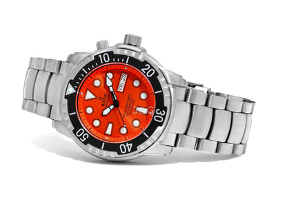 RATIO FreeDiver Automatic movement White Stainless steel Male 1068HA96-34VA-ORG. A brand-new RATIO FreeDiver watch featuring a White dial and a Stainless steel strap. Angled view. - view 4