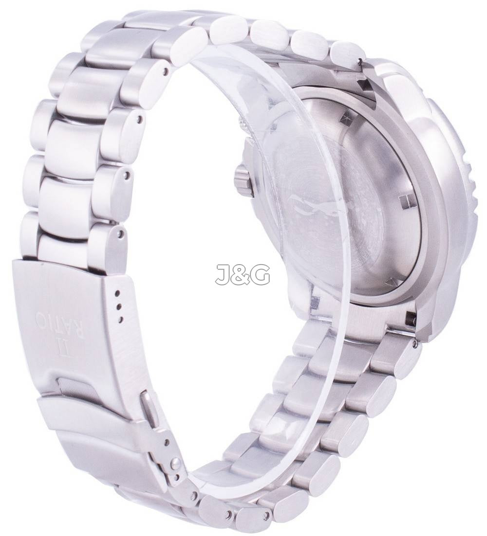 RATIO FreeDiver Automatic movement White Stainless steel Male 1068HA96-34VA-ORG. A brand-new RATIO FreeDiver watch featuring a White dial and a Stainless steel strap. Angled view. - view 5