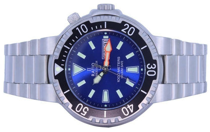RATIO FreeDiver Date display Blue Stainless steel Male 1050HA93-12V-BLU. A brand-new RATIO FreeDiver watch featuring a Blue dial and a Stainless steel strap. Angled view. - view 5
