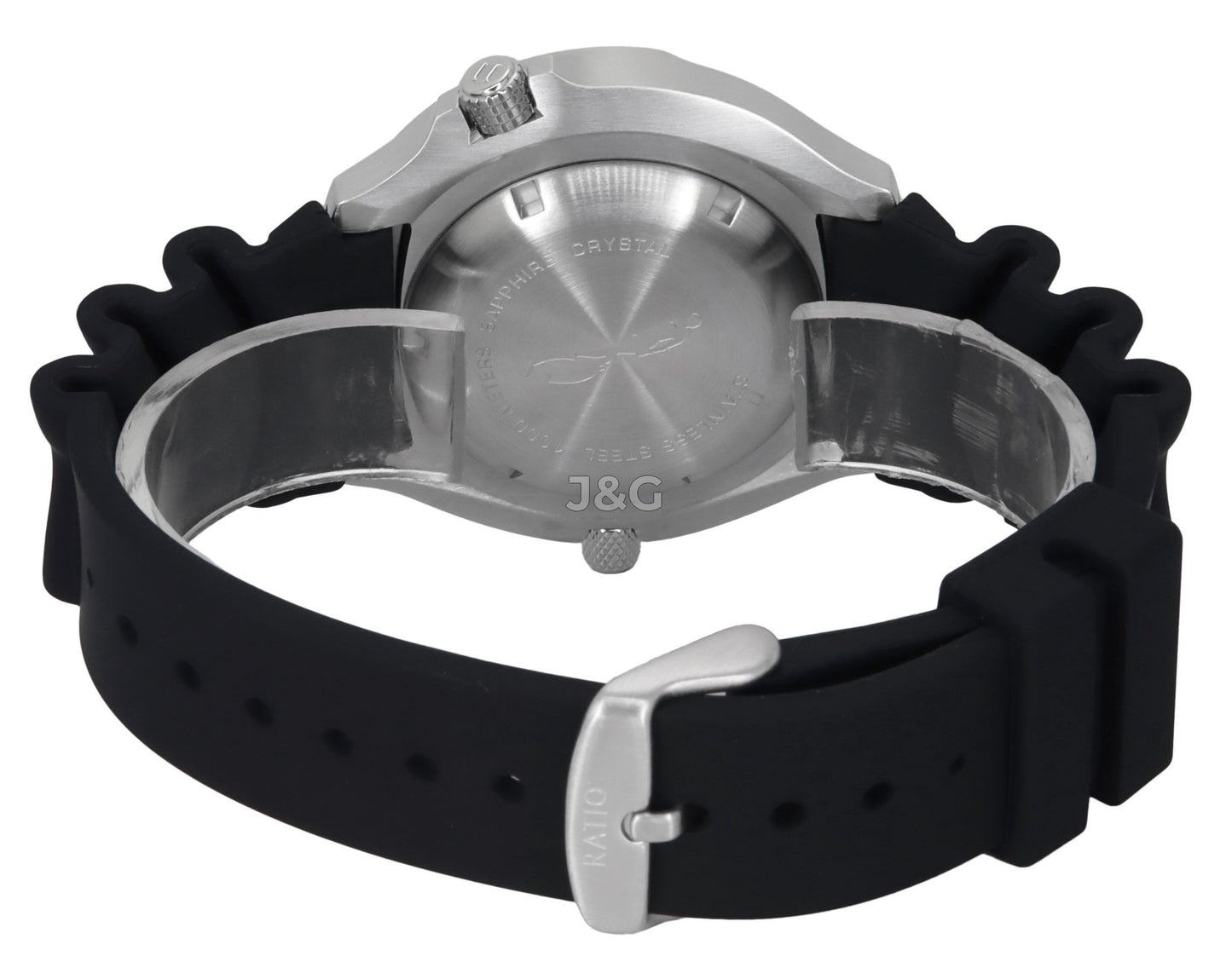 RATIO FreeDiver Quartz movement Green Male 1038EF102V-GRN-V02. A brand-new RATIO FreeDiver watch featuring a Green dial. Side view. - view 4