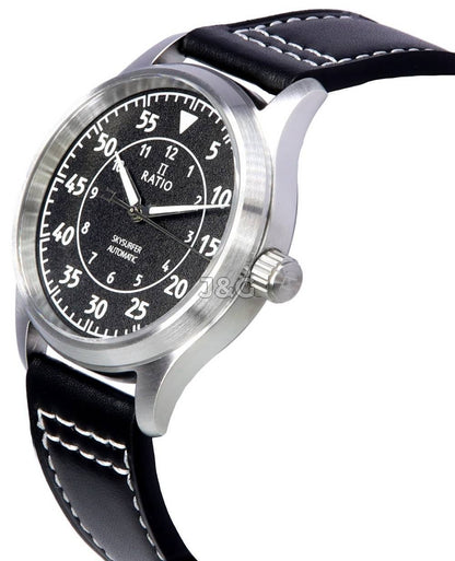 RATIO Skysurfer Automatic movement Blue Leather Male RTS320. A brand-new RATIO Skysurfer watch featuring a Blue dial and a Leather strap. Front view. - view 3