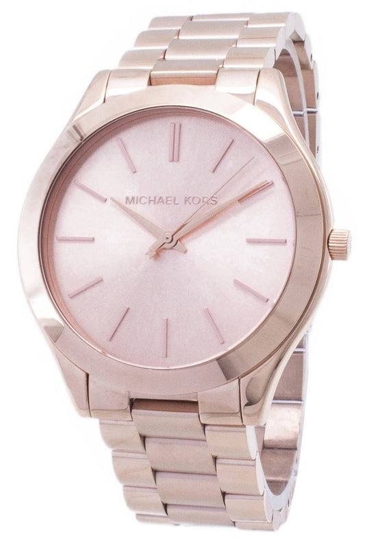 Refurbished Michael Kors Runway Rose Gold Tone MK3197 Wo. A professionally refurbished Refurbished watch featuring a Stainless steel strap. Front view.