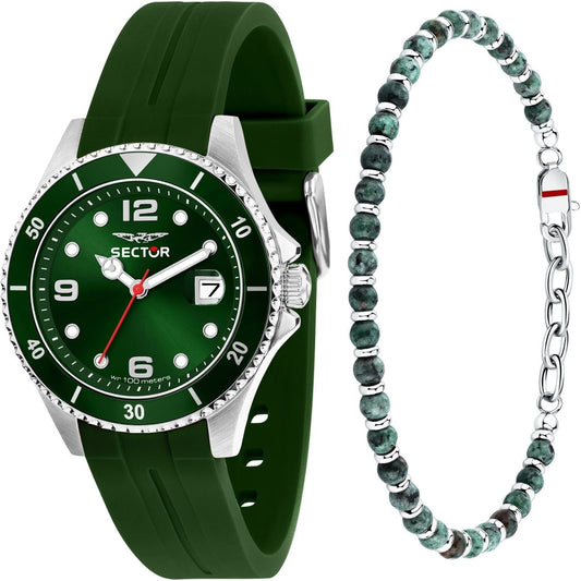 Sector 230 Silicone Strap Green Dial Quartz R3251161059. A brand-new Sector 230 watch featuring a Green dial and a Silicone strap. Front view.