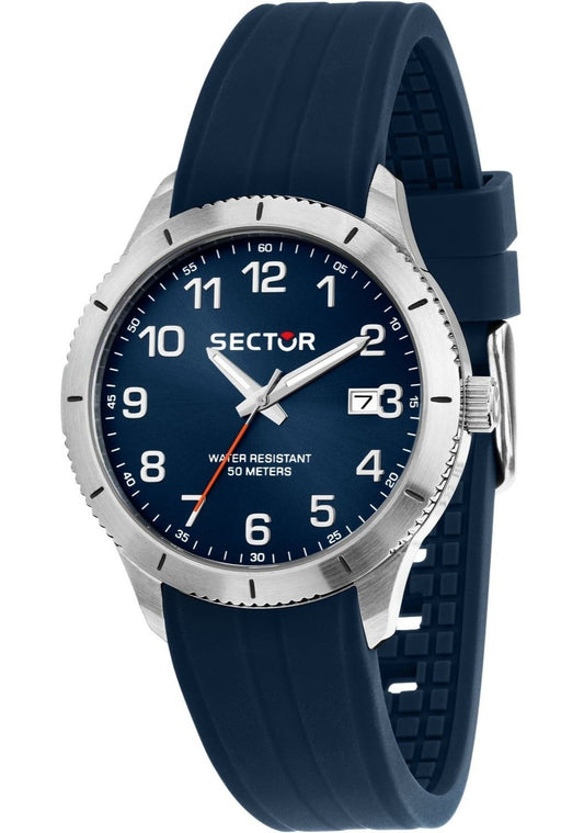 Sector 270 Silicone Strap Blue Dial Quartz R3251578015. A brand-new Sector 270 watch featuring a Blue dial and a Silicone strap. Angled view.