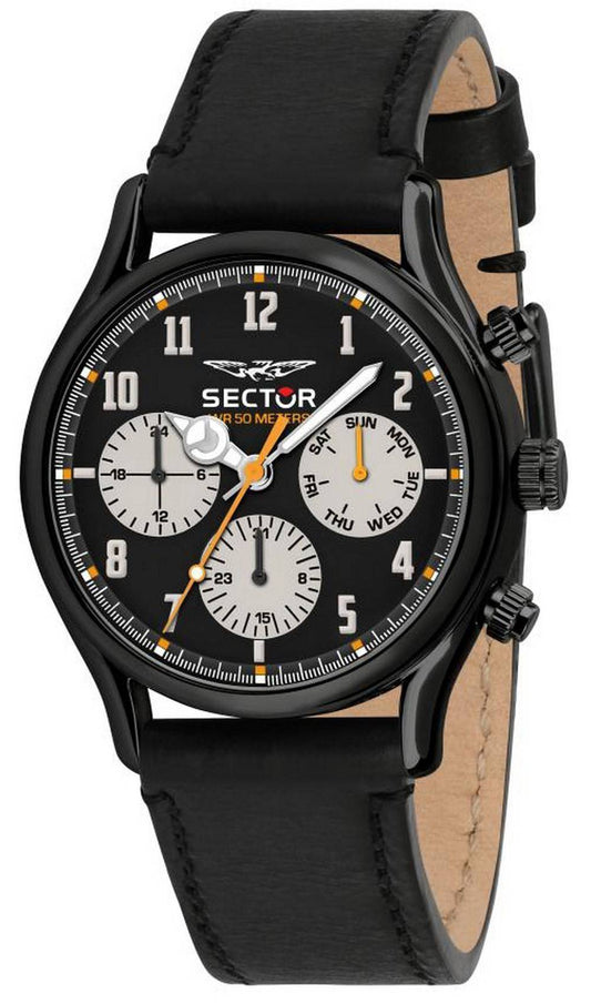 Sector 660 Black Dial Leather Strap Quartz R3251517001. A brand-new Sector 660 watch featuring a Black dial and a Leather strap. Front view.