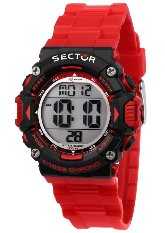 Sector EX-32 Digital Red Polyurethane Strap Quartz. A brand-new Sector EX-32 watch featuring a Polyurethane (PU) strap. Front view.