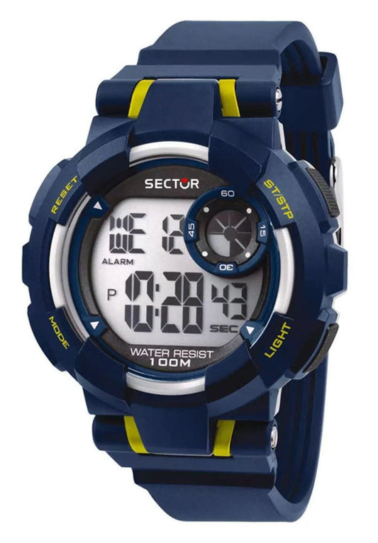 Sector EX-36 Digital Black Dial Quartz R3251283002 100M. A brand-new Sector watch featuring a Black dial and a Polyurethane (PU) strap. Front view.