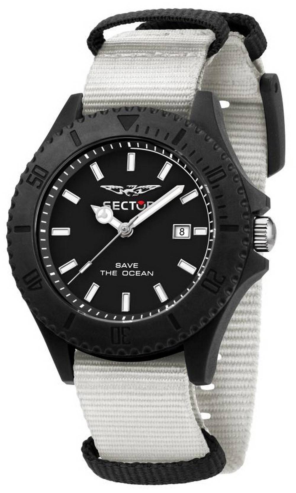 Sector Save The Ocean Black Sunray Dial Quartz R3251539003. A brand-new Sector Save The Ocean watch. Front view.