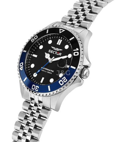 Sector 230 Automatic movement Black Stainless steel Male R3223161016-. A brand-new Sector 230 watch featuring a Black dial and a Stainless steel strap. Side view. - view 4