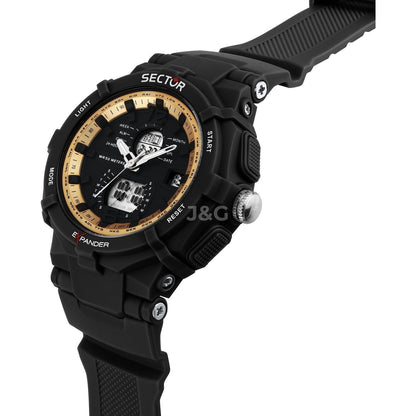 Sector Ex-09 Alarm Black Silicone Male R3251296004-. A brand-new Sector Ex-09 watch featuring a Black dial and a Silicone strap. Side view. - view 4