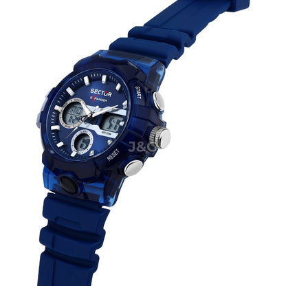 Sector Ex-46 Date display Blue Silicone Male R3251242506-. A brand-new Sector Ex-46 watch featuring a Blue dial and a Silicone strap. Angled view. - view 4