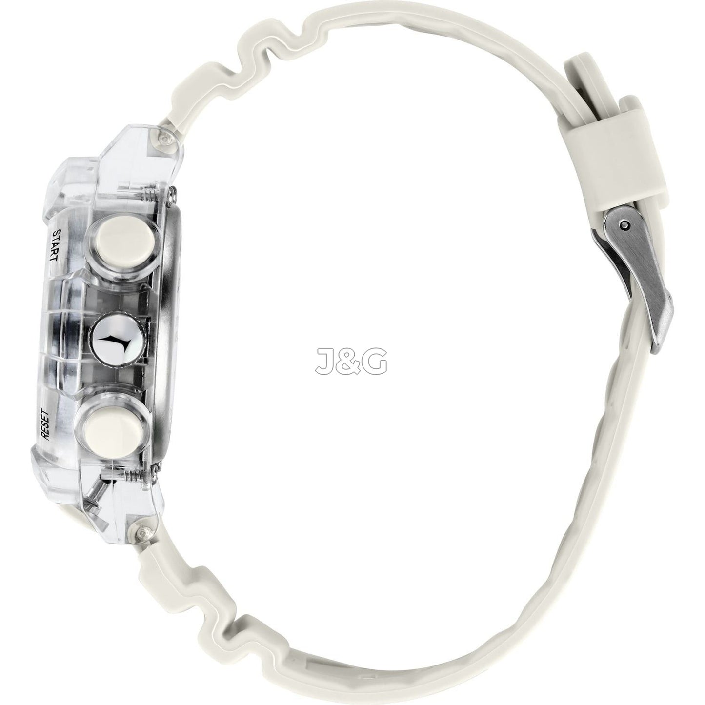 Sector Ex-46 Date display White Silicone Male R3251242504-. A brand-new Sector Ex-46 watch featuring a White dial and a Silicone strap. Side view. - view 3