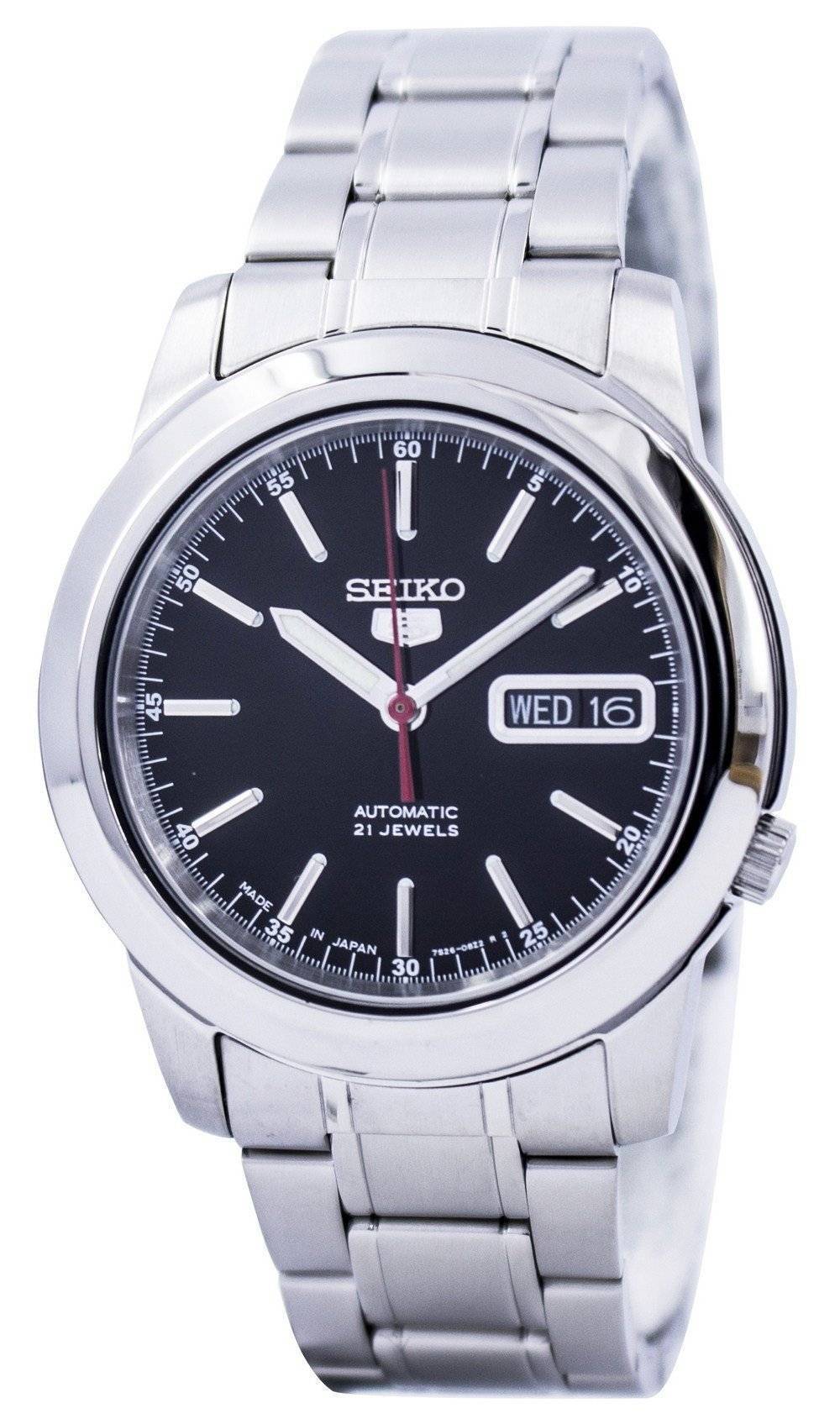 Seiko 5 Automatic 21 Jewels Japan Made SNKE53 SNKE53J. A brand-new Seiko watch featuring a Stainless steel strap. Front view.