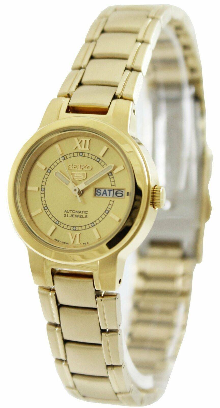 Seiko 5 Automatic 21 Jewels SYME58 SYME58K Wo. A brand-new Seiko watch featuring a Stainless steel strap. Front view.