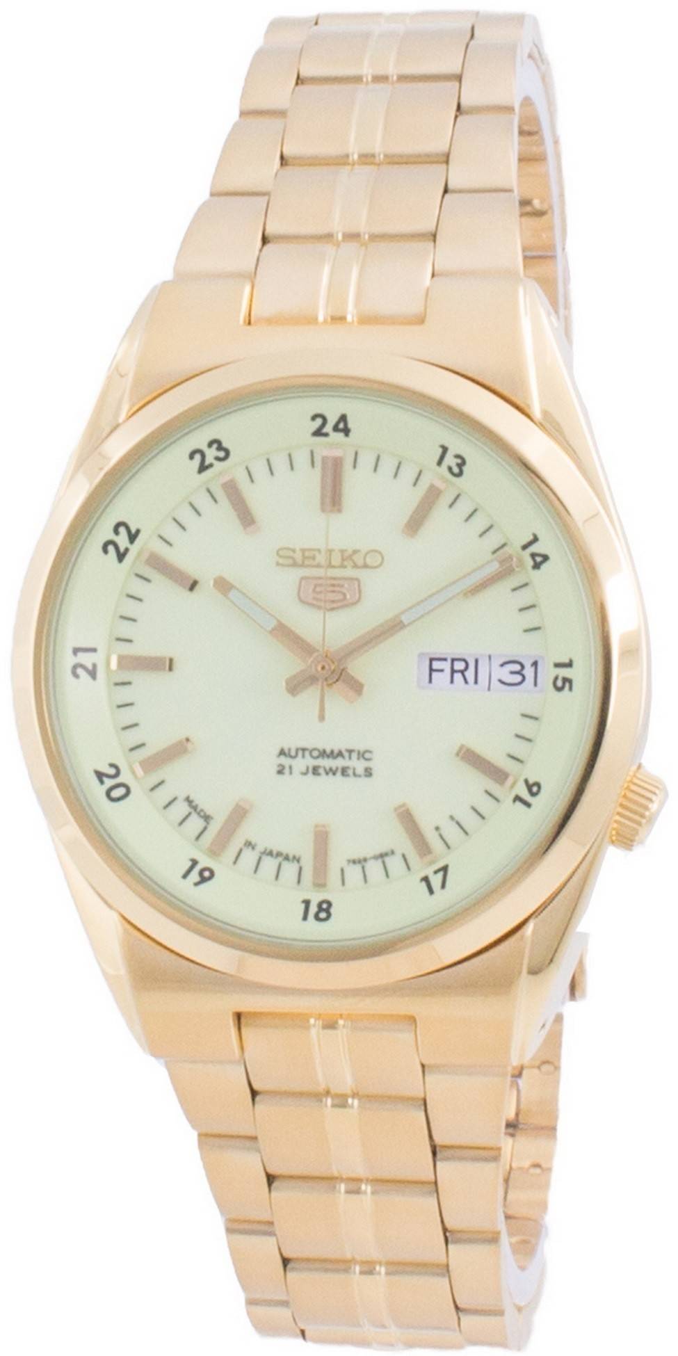 Seiko 5 Automatic SNK578 SNK578J Japan Made Water Resistant. A brand-new Seiko watch featuring a Stainless steel strap. Front view.