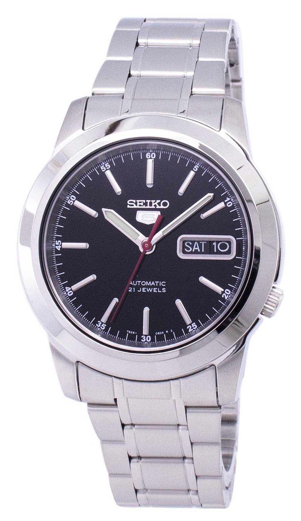 Seiko 5 Automatic SNKE53 SNKE53K Stainless Steel. A brand-new Seiko watch featuring a Stainless steel strap. Side view.