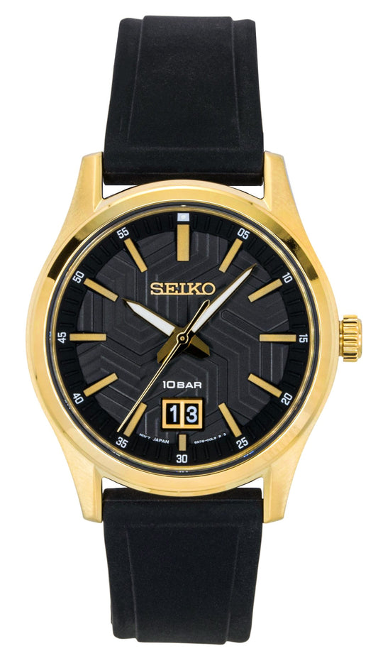 Seiko Conceptual Silicone Strap Black Dial Quartz 100M. A brand-new Seiko Conceptual watch featuring a Black dial and a Silicone strap. Front view.
