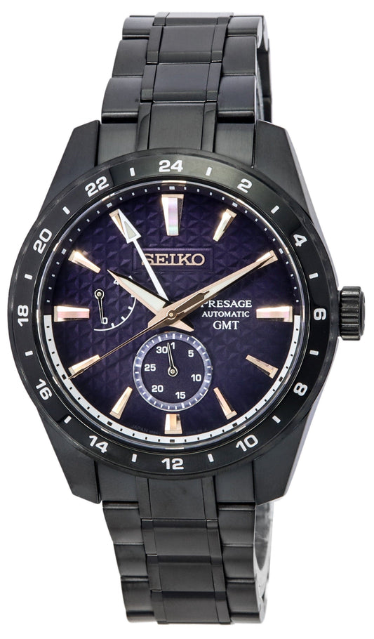 Seiko Presage Akebono Sharp Edged Series GMT Limited. A brand-new Seiko Presage watch featuring a Blue dial. Front view.