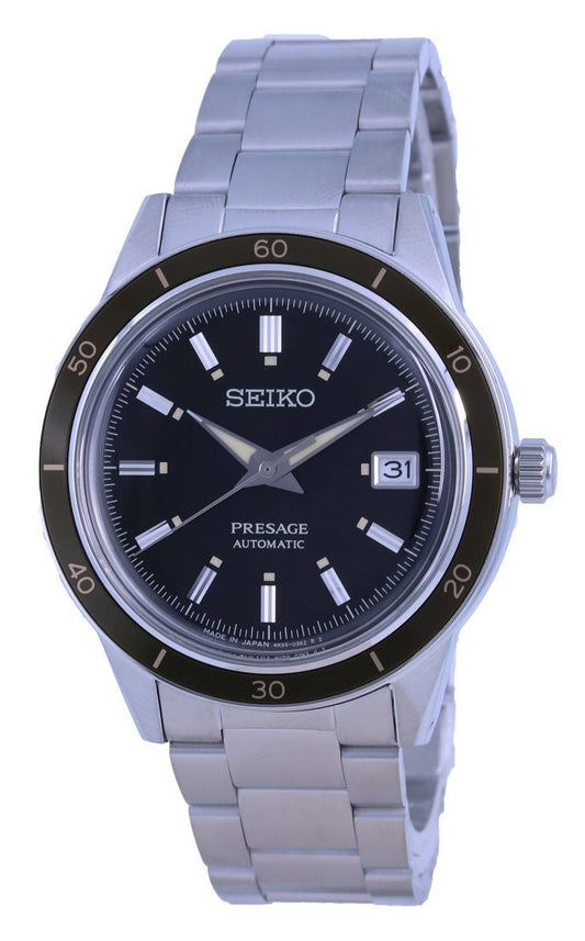Seiko Presage Style 60's Stainless Steel Automatic SRPG07. A brand-new Seiko Presage watch featuring a Stainless steel strap. Angled view.