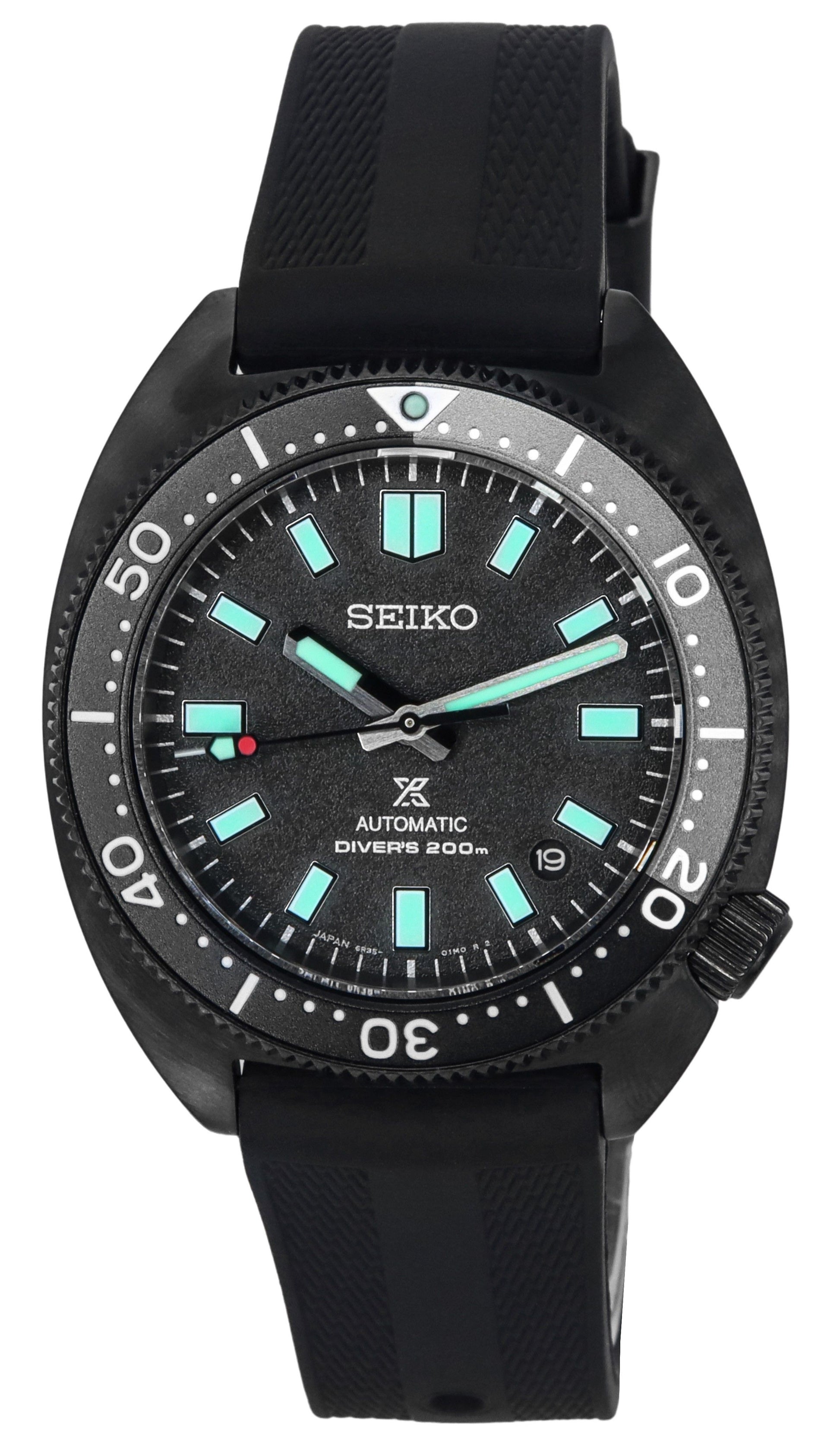 Seiko Prospex Sea Black Series Night Limited Edition. A brand-new Seiko Prospex watch. Angled view.